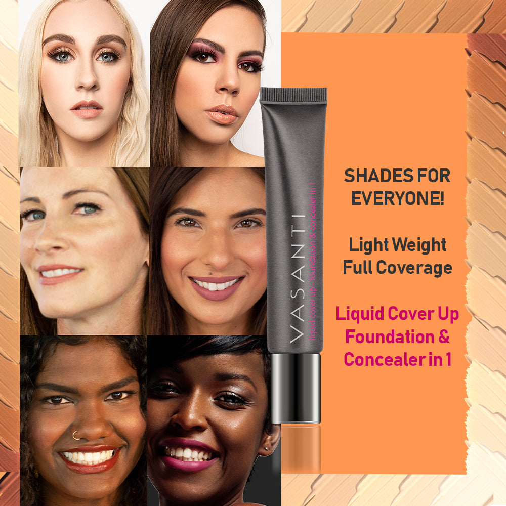 Liquid Cover Up Foundation and Concealer in 1 Shades for Everyone