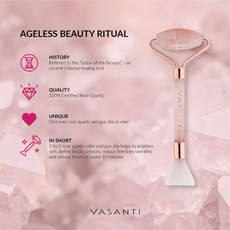 Age is Only a Number Elixir + Rose Quartz Roller & Gua Sha Tool - Vasanti Cosmetics - Canada